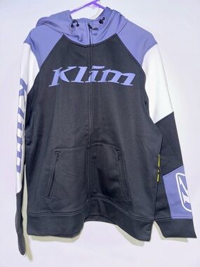 New Klim snowmobile Brand Men's Hooded zip up Jacket Black & Purple